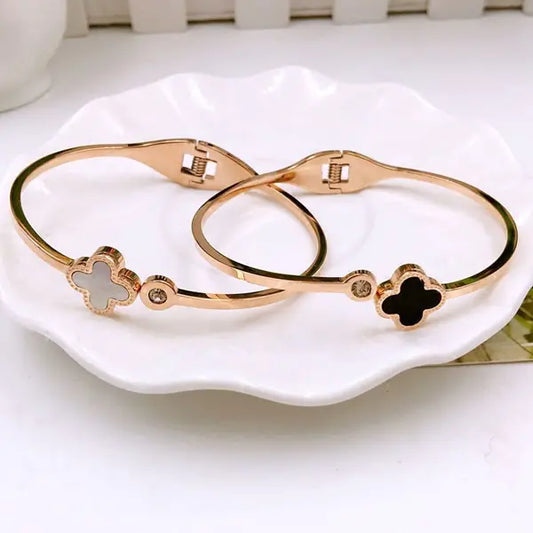 Rose Gold Flower Clover Bracelet