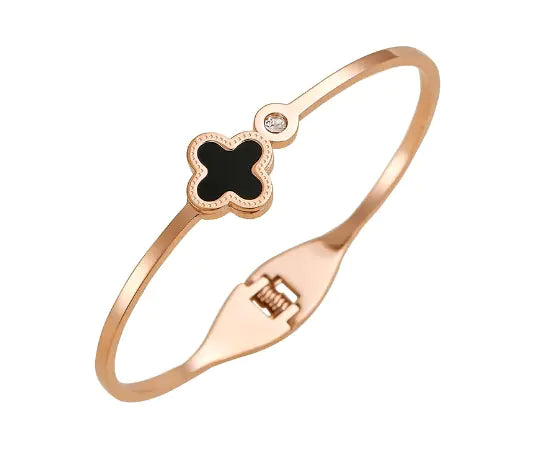 Rose Gold Flower Clover Bracelet