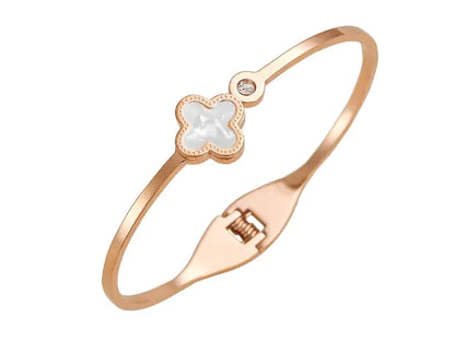 Rose Gold Flower Clover Bracelet
