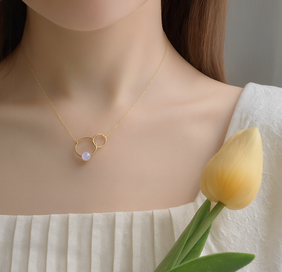 14K Gold-Plated Blue Moonstone Pendant Necklace
