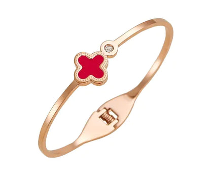 Rose Gold Flower Clover Bracelet